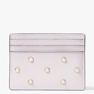 Madison Studded Faux Pearls Small Slim Card Holder